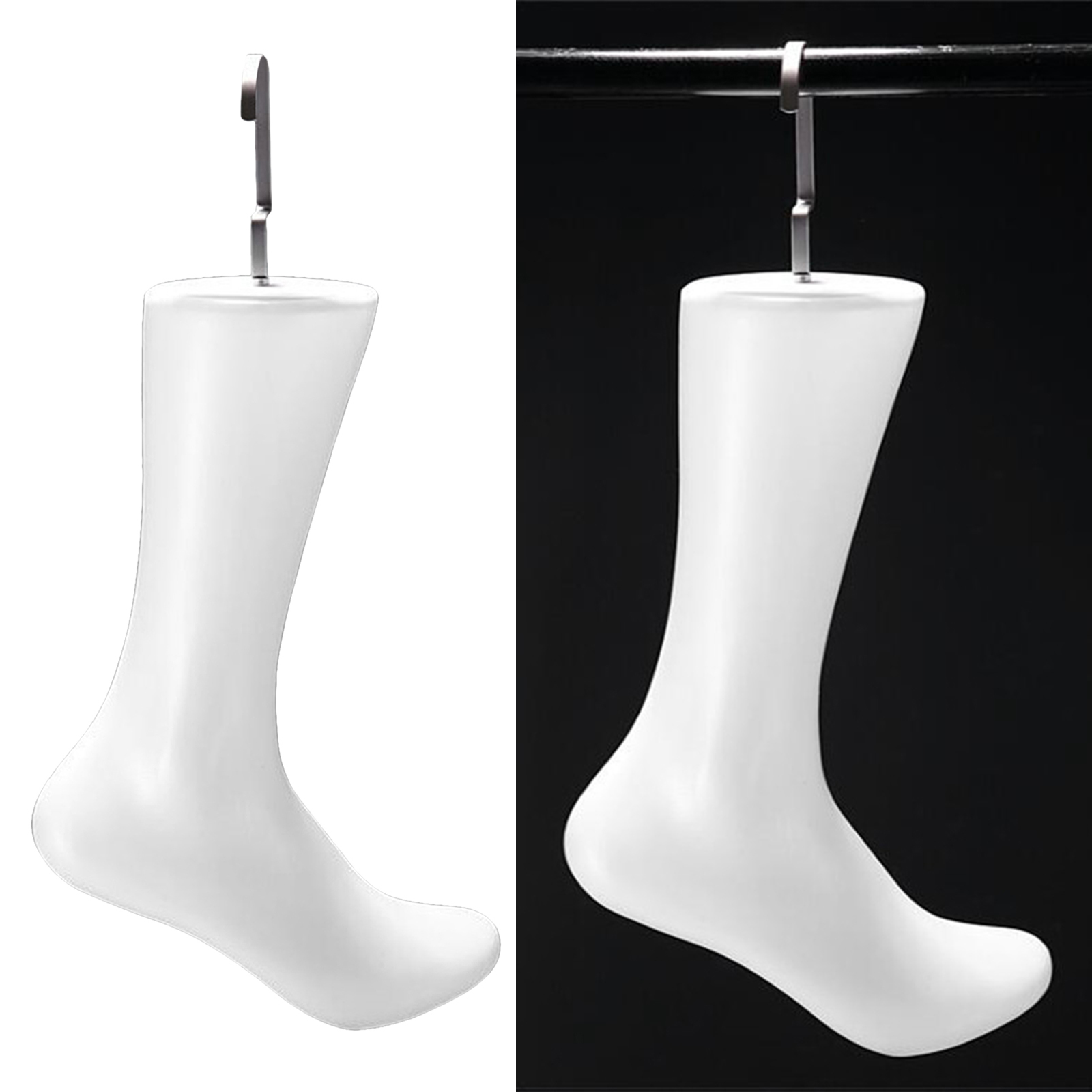 Description Picture 3 of itemPlastic White 32cm Tall Foot Mannequin with Hook Feet Mold to Display Shoes Socks Stocking Feet Model