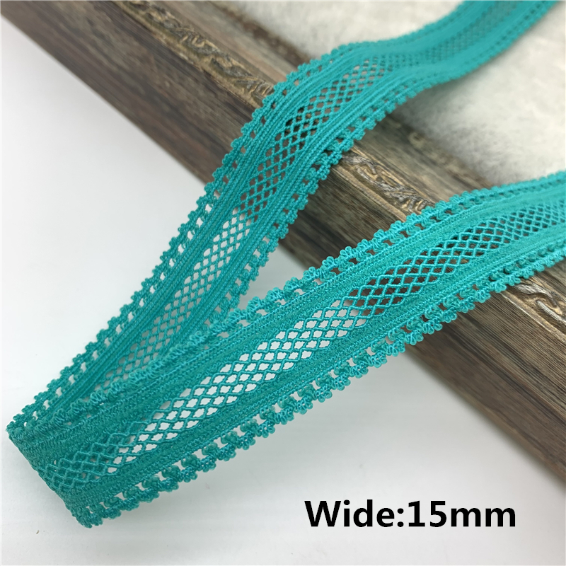 Description Picture 3 of item10/15/20/25mm 5yards Green Elastic Ribbon Fold Over Spandex Elastic Band For Sewing Lace Trim Waist Band Garment Accessory