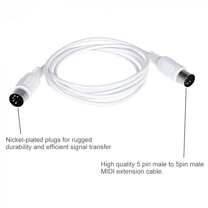 Description Picture 3 of item1.5m/4.9ft 3m/9.8ft MIDI Extension Cable 5 pin male to 5 pin male Electric Piano Keyboard Instrument PC Cable MIDI cable