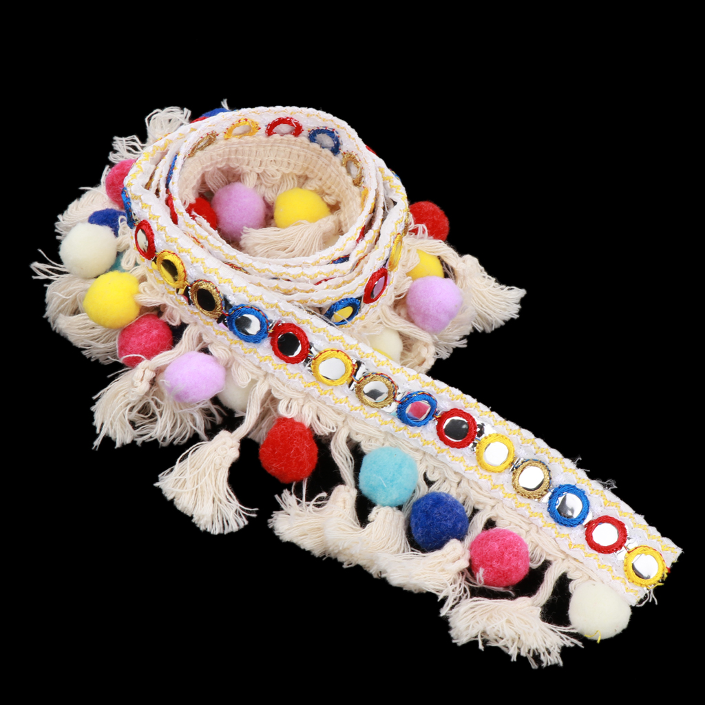 Description Picture 6 of item1 Yard Pompom Ball Fringe Tassels Braid Jacquard Ribbon Sewing Ornaments Tassel Fringe Trim Ribbon Pompom Ball Trim