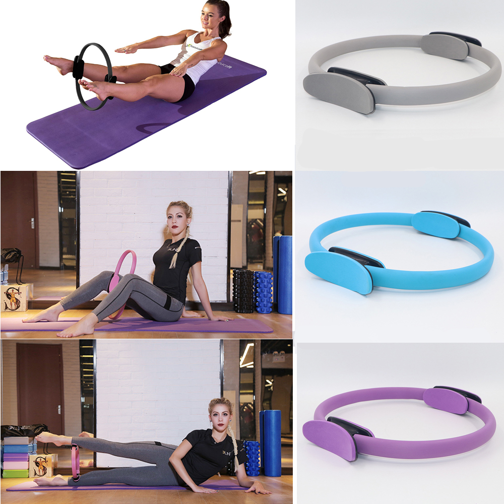 Resistance Pilates Ring Double Handled Exercise Wheel Yoga Gym Fitness HF 
