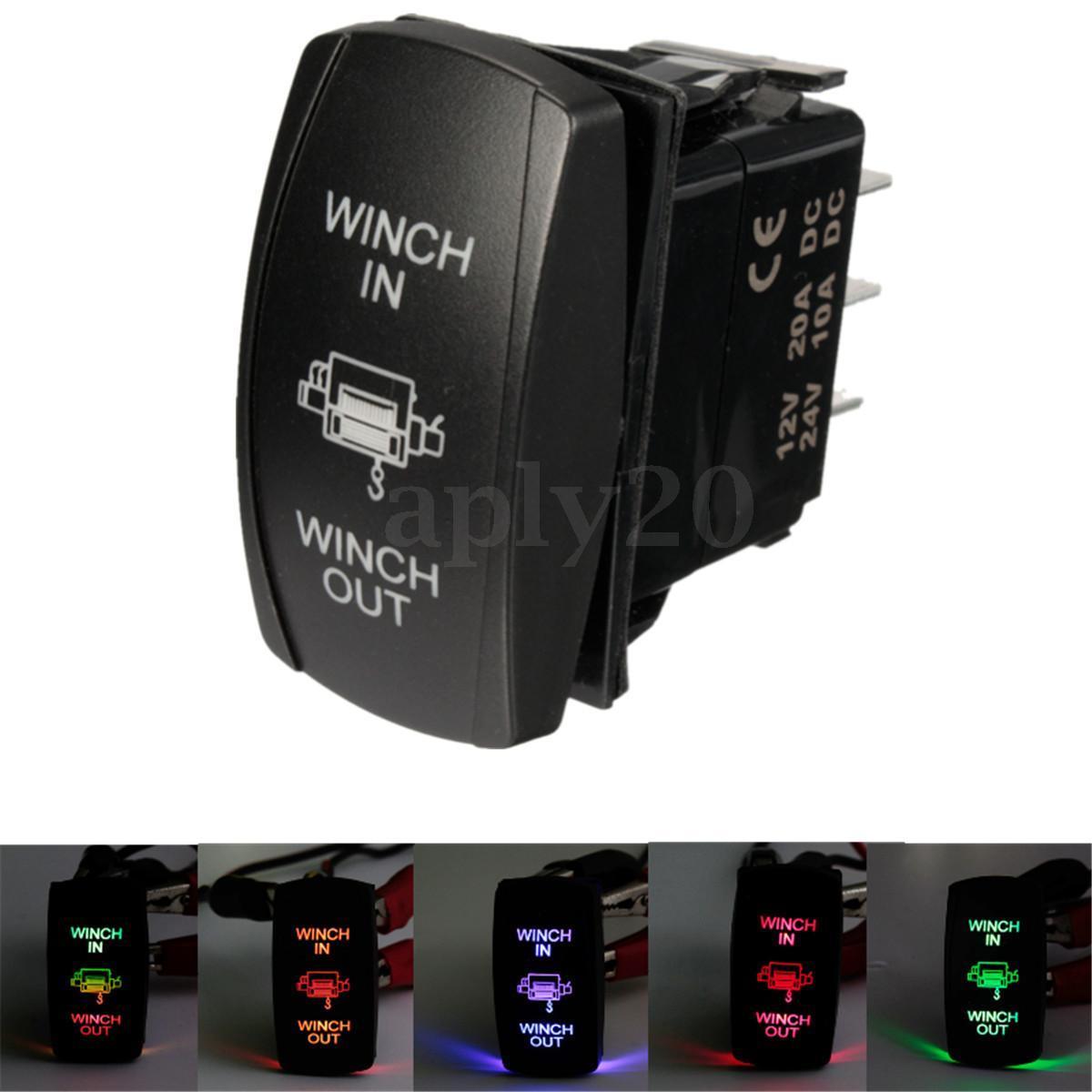 UNIVERSAL BLUE LED WINCH FLUSH MOUNT DASH ROCKER SWITCH 7PIN DPDT IP66