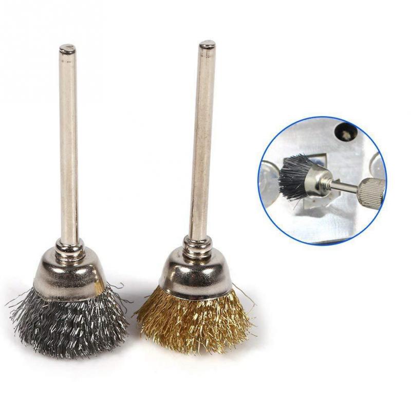 pluma + copa + forma de 36 piezas Cepillos de alambre de lat/ón y acero Ruedas de pulido el/éctricas para pulir herramientas para eliminar la pintura de corrosi/ón oxidada Juego de cepillos de alambre