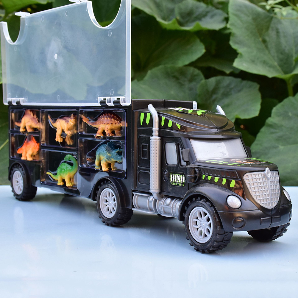 simulation transport car carrier truck with dinosaur model