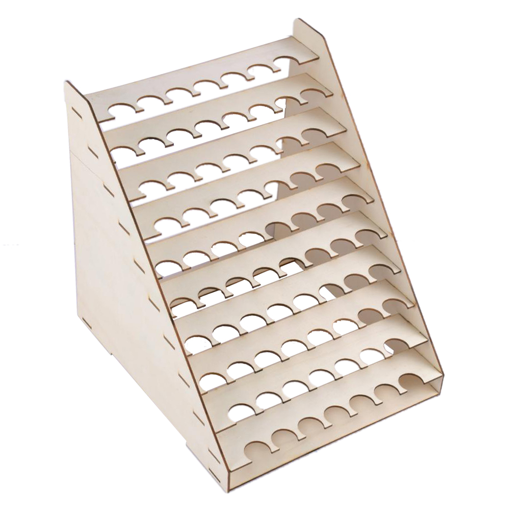 57 Pots Wooden Pigment Paint Bottle Rack Model Organizer Storage Holder Stand 