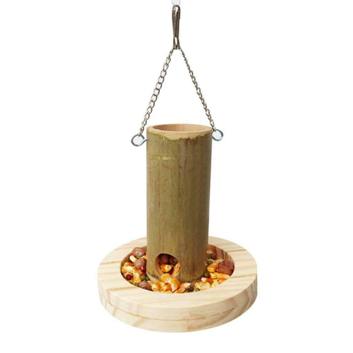 parrots birds food feeder bamboo food box with base food cup