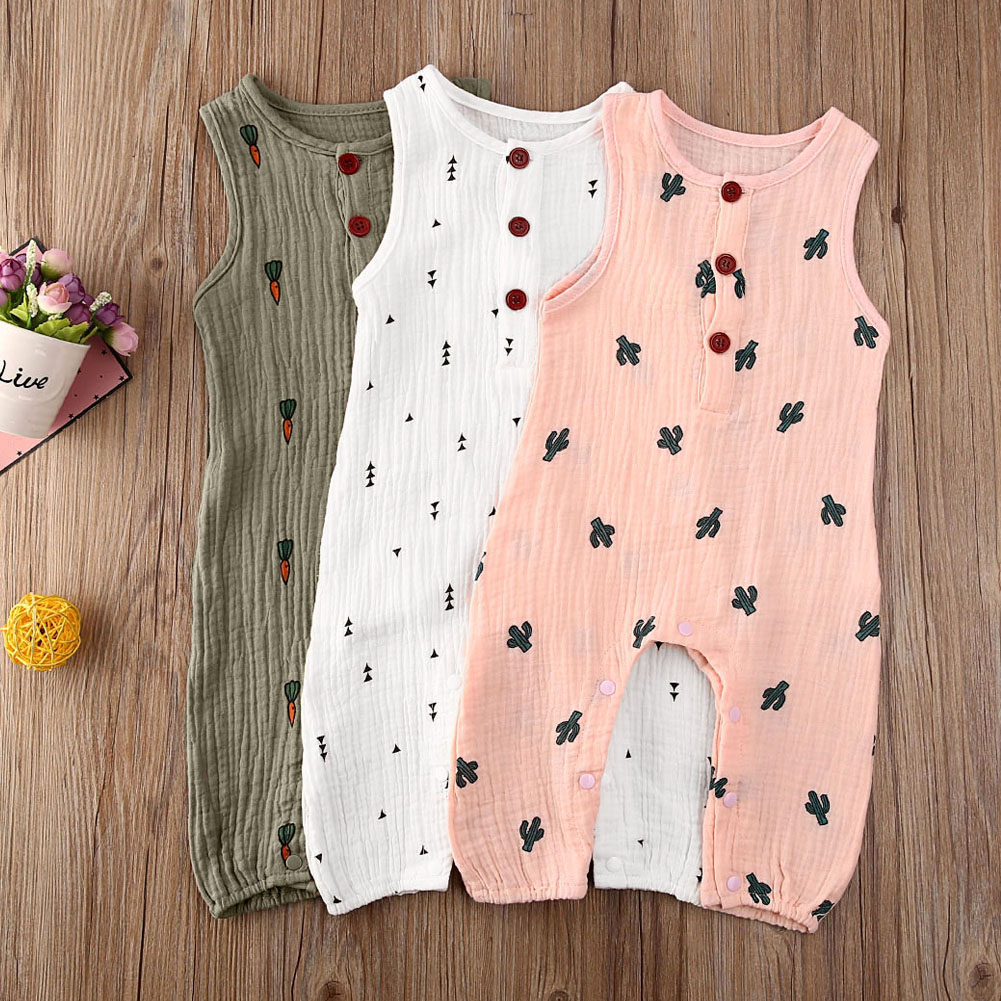 Toddler Infant Baby Boys Girls Flax Sleeveless Braces Romper Jumpsuit Outfits
