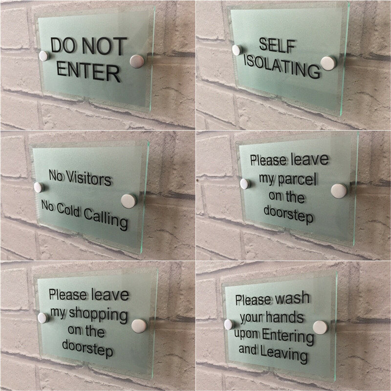 Señal de autoaislamiento para puerta, número de casa artesanal, NO