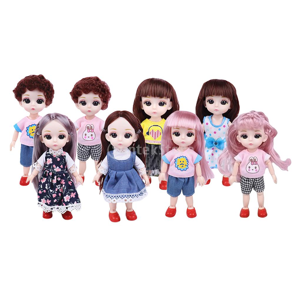 Moveable 14 Joints 1/12 Baby Doll 3D Eyes Fashion Toy Girls Gift DIY Accs C 
