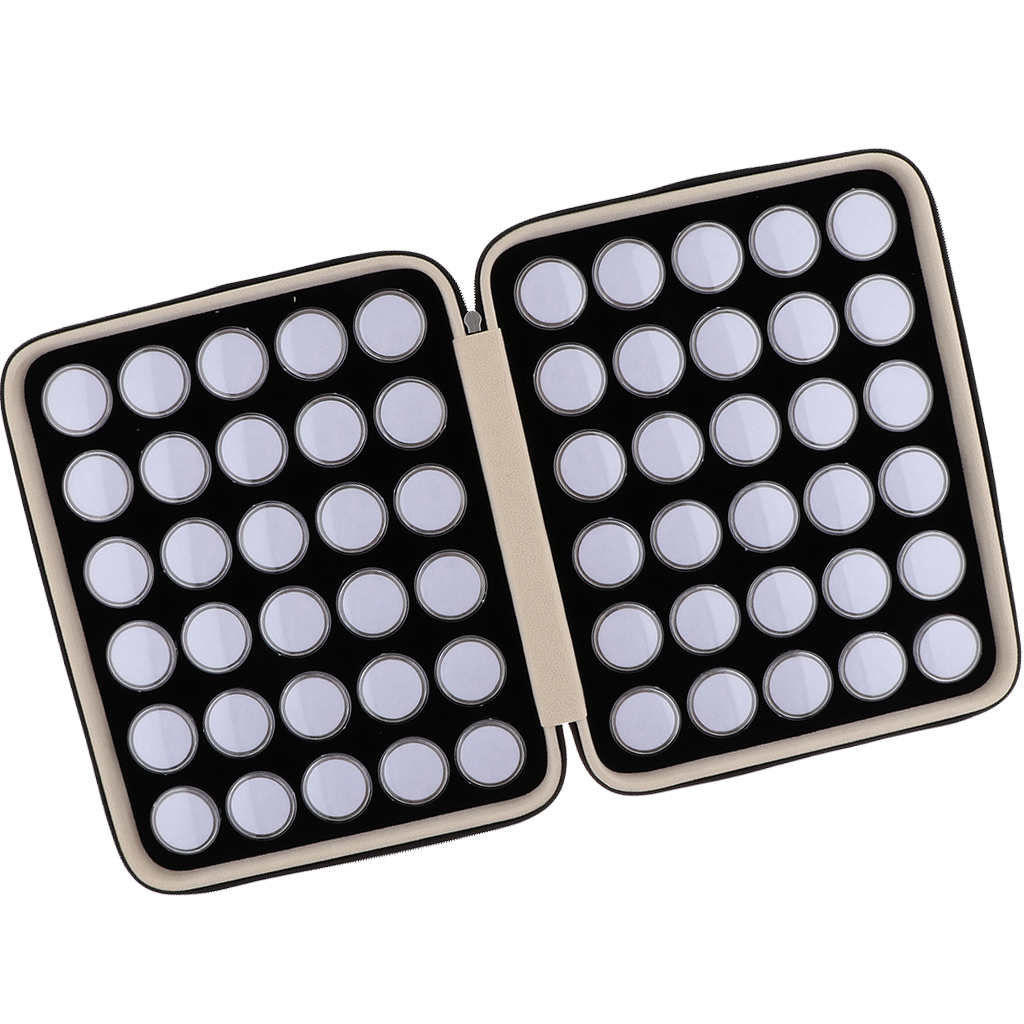 60 Grids Diamond Gemstone Display Box Storage Jewelry Container Zipper Bag 