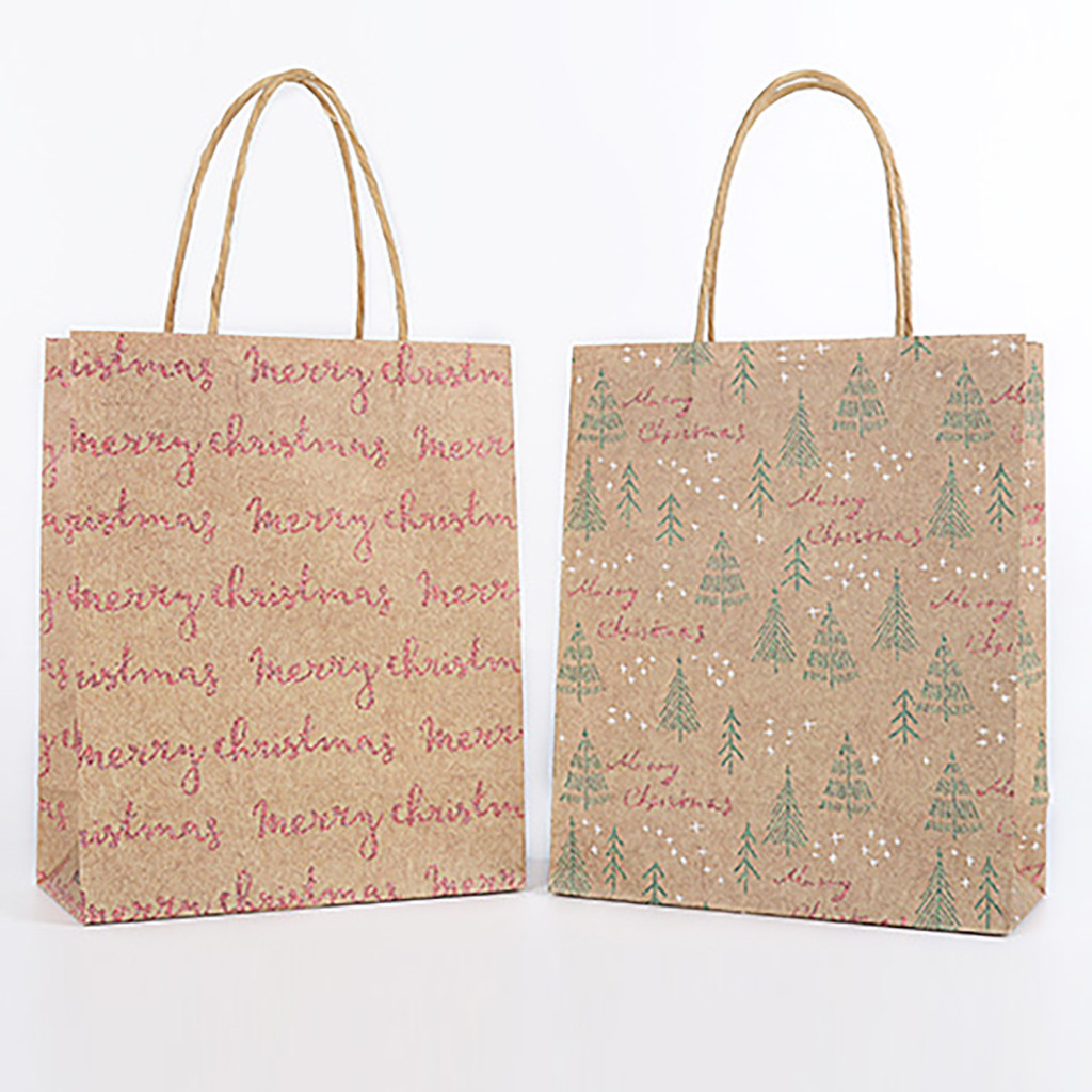 christmas gift bag paper bag packaging kraft paper bottom tote