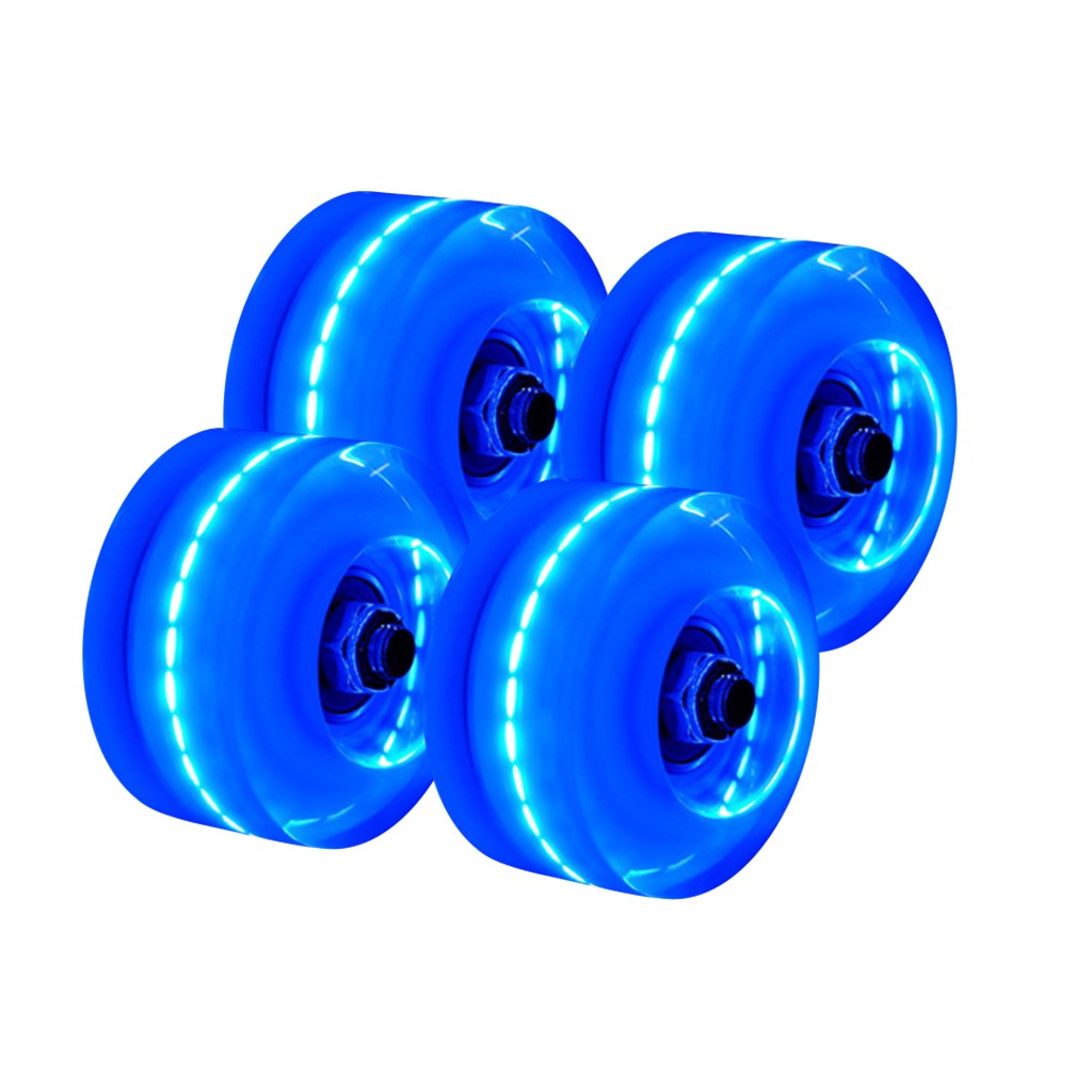 4 Pack Luminous Light Up Quad Roller Skate Wheels W/Bank Roll Bearings Installed 