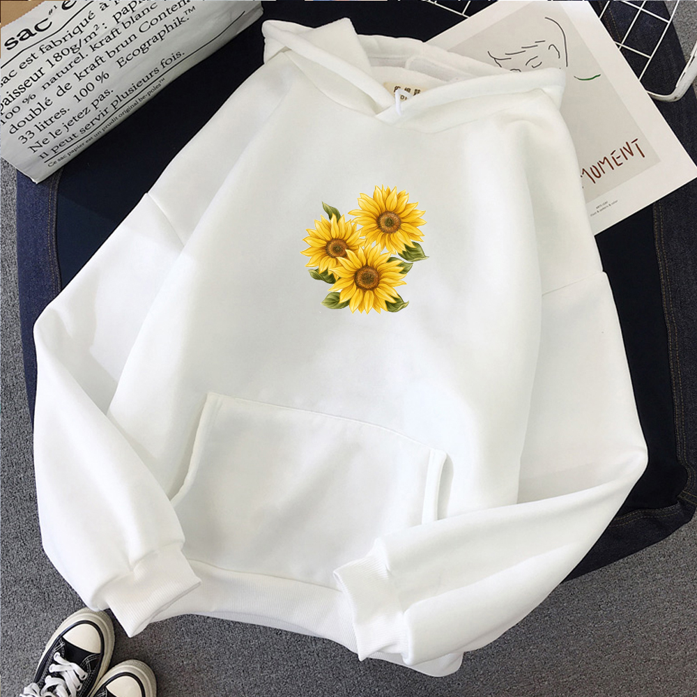 Womens Hoodie Sweatshirt Pullover Sunflowers Pattern 7 Casual Hooded Tops 