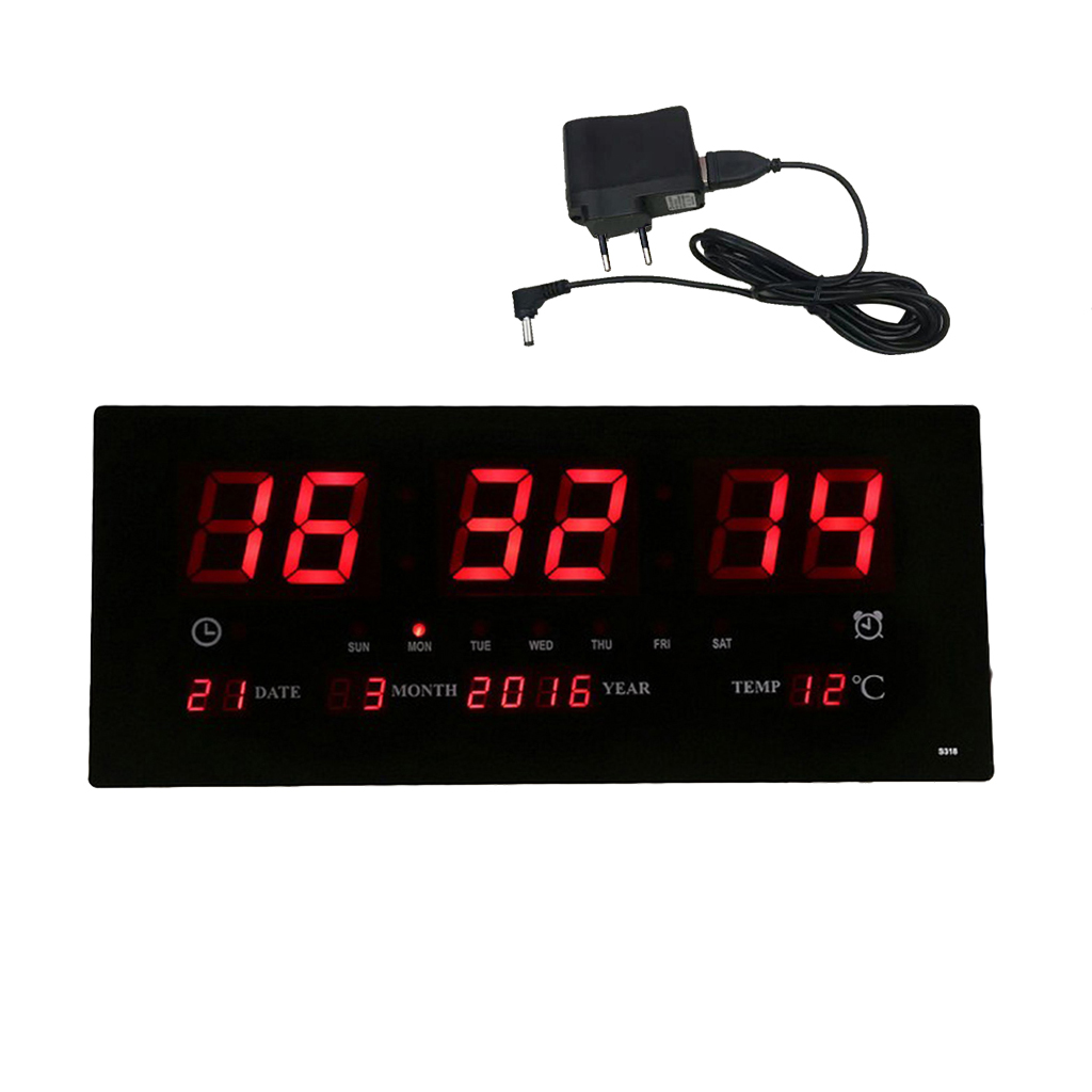 Description Picture 5 of item17inch Digital LED Screen Projection Wall Clock Time Calendar With Indoor Thermometer 24H Display - Days/Month/Year EU / US Plug