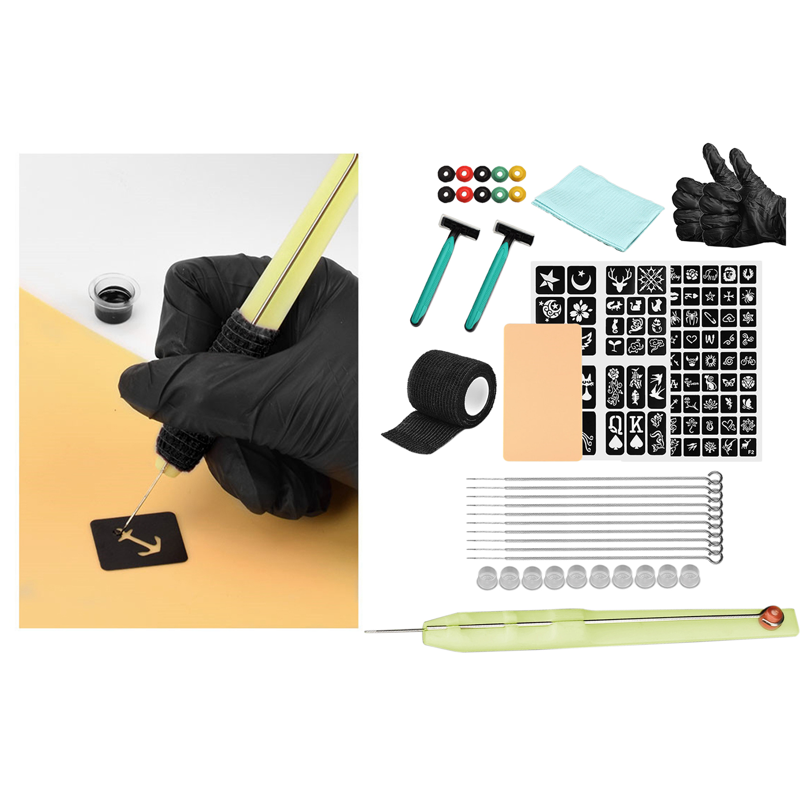 Needles and Poke Tattoo Tool Kit - Clean & Safe Hand Poke Tattoos - DIY Tattoo Tool Kit Easy to Operate