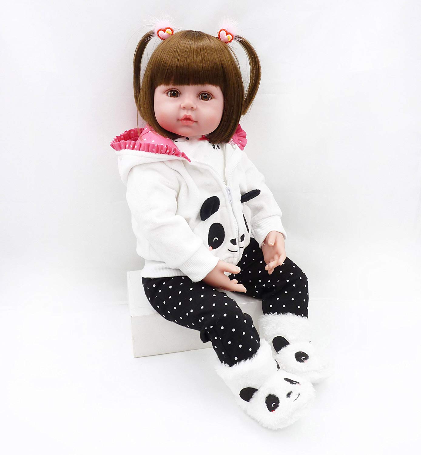 Medylove Reborn Baby Doll Clothes Panda Outfit Set for 17-18 inch Reborn Doll Girl Matching Clothes Accessories 4pcs