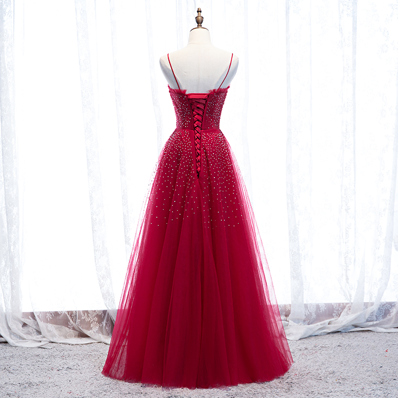 Wine red evening gown sales