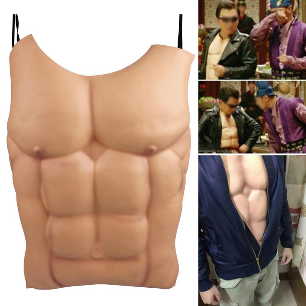 NUOBESTY Fake Muscle Funny Chest Men Muscle Costume Halloween Chritmas Costume Cosplay Party Props Accessories 