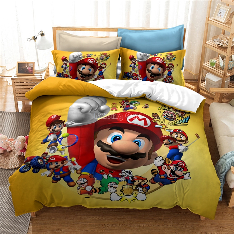 New 3d Cartoon Mario Bros.bedding Set Children Cute Character Duvet