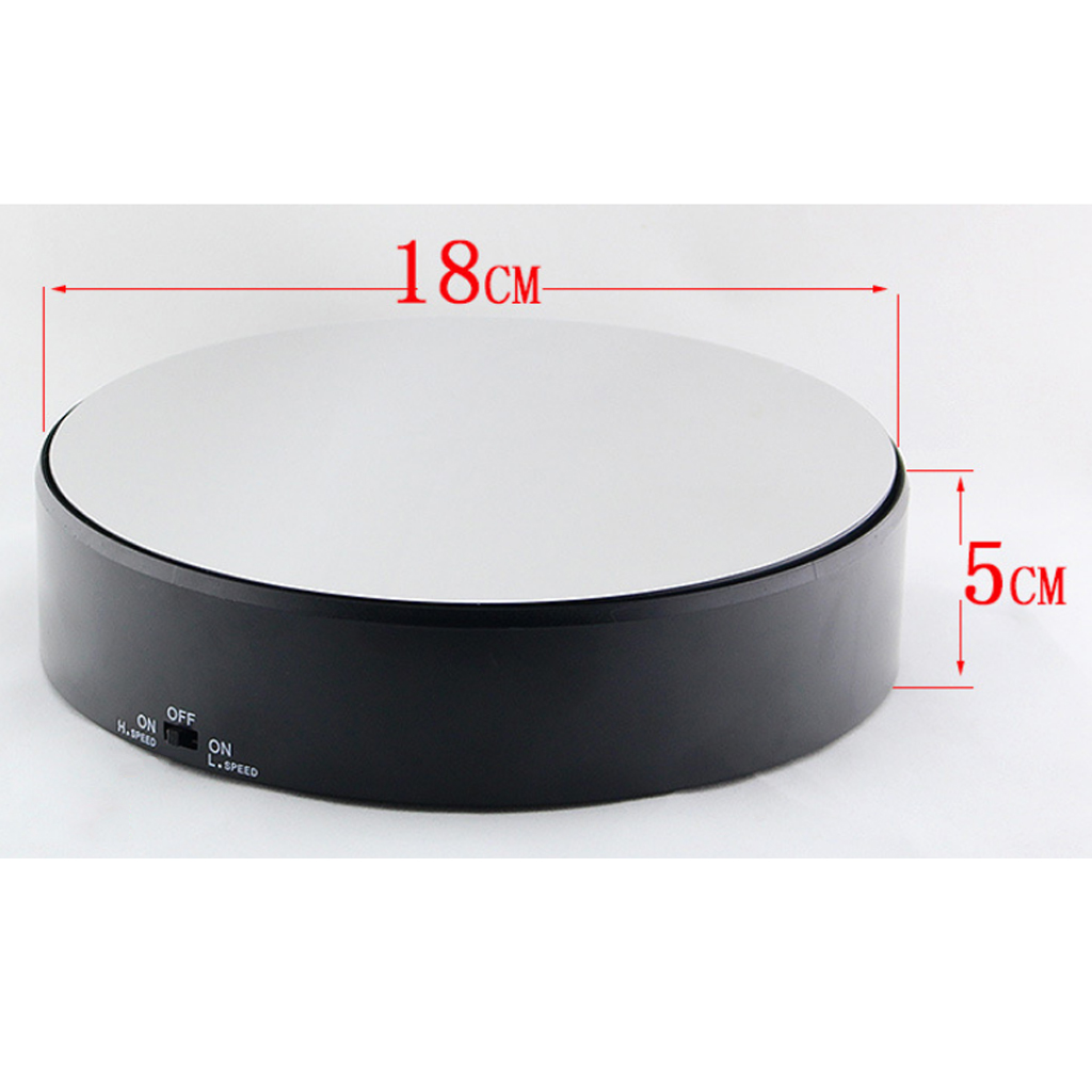 18cm 2KG Top Round Mirror Electric 360° Turntable Rotating Jewelry Display Stand 