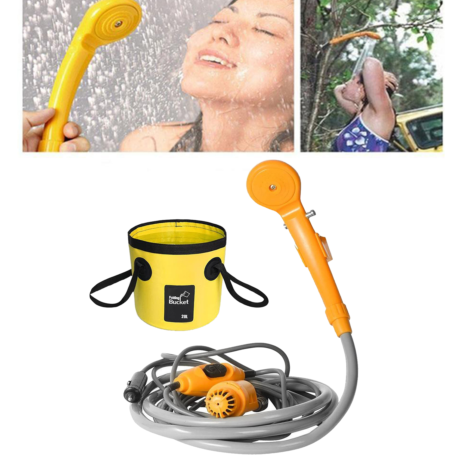 Portable 12V Car Camping Outdoor Shower Dog Washing Travel Kit with 20L Bucket 