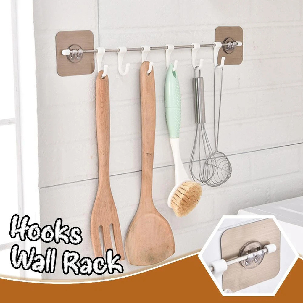 6 Even Hook Shelf Hooks Seamless No Nail-free Bathroom Plastic Kitchen 