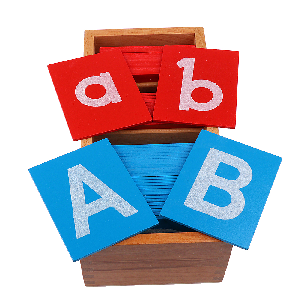 Wooden Montessori Sandpaper Alphabets Card Letter A-Z a-z Kids Learning Toys 