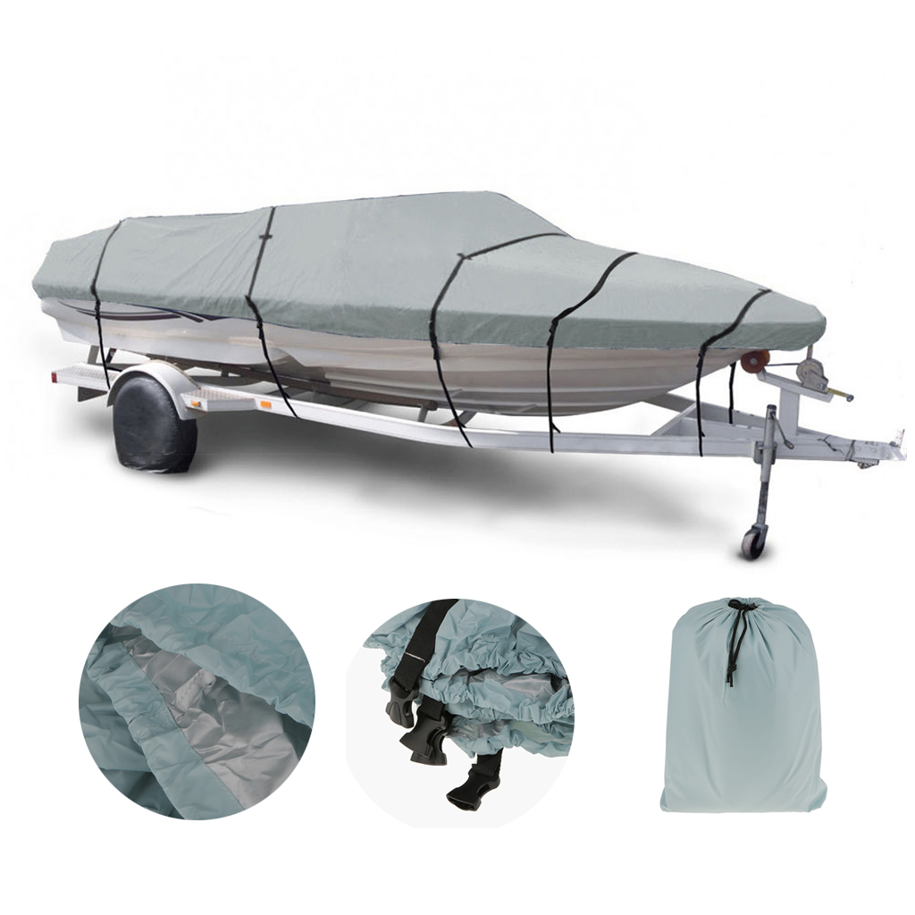 14-16/17-19/20-22ft 210D Waterproof Trailerable Boat Cover V-hull Fish Ski Bass 