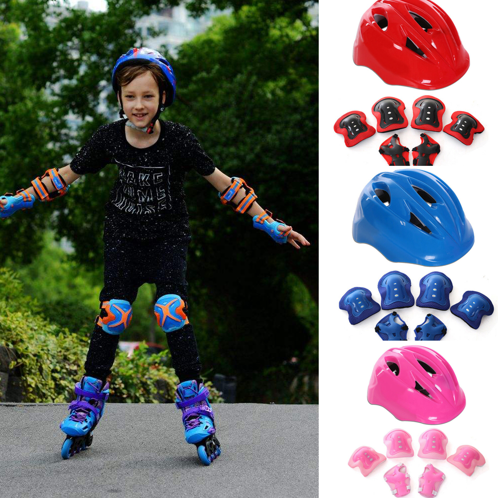 Details about   7 Set Boys Girls Kids Safety Skating Bike Helmet Knee Elbow Protective Gear Set 