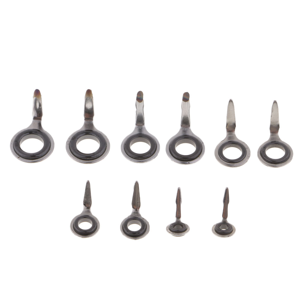 Fishing Rod Eye Ring 10Pcs Kit for Building Repair Replacement Spare All Sizes 