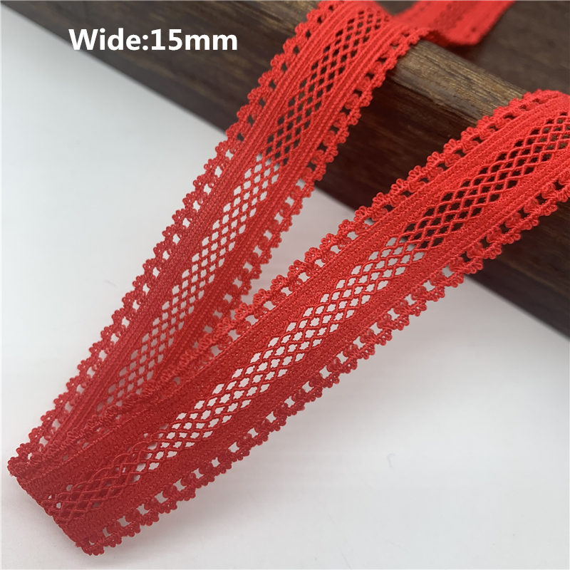 Description Picture 3 of item10/15/20/25mm Red Elastic Ribbon Fold Over Spandex Elastic Band For Sewing Lace Trim Waist Band Garment Accessory