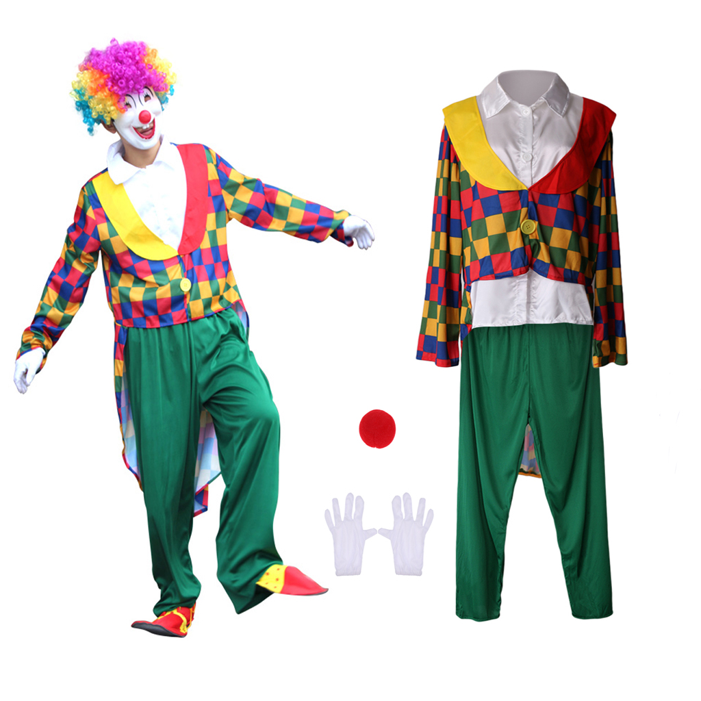 costume tops pant red nose gloves set cosplay party fancy dress