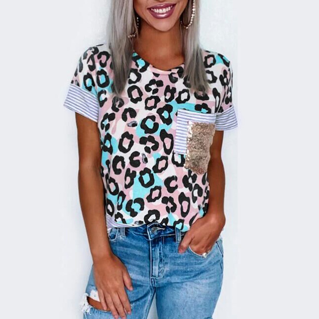 sequin leopard top