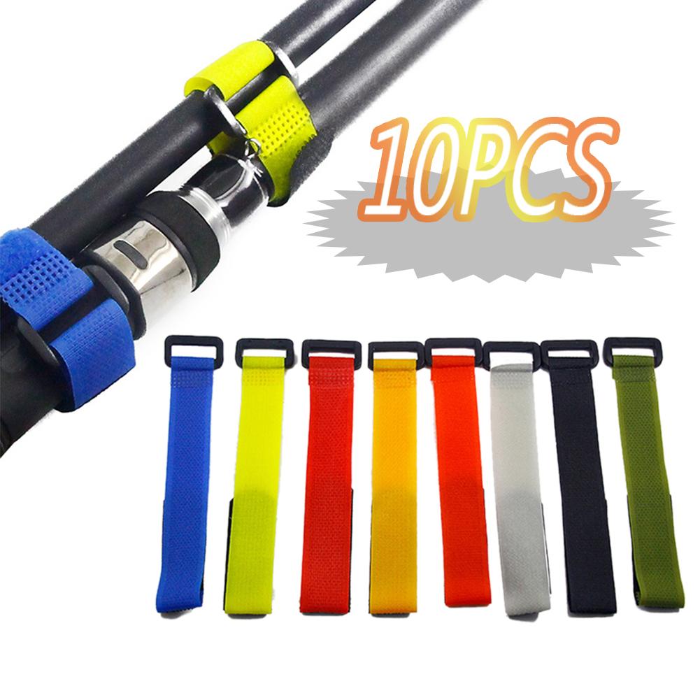 Description Picture 2 of item10Pcs Fishing Rod Tie Holder Strap Suspender Fastener Hook Loop Ties Belt Fishing Rod Strapping Wrap Magic Tape Bands Belt Strap