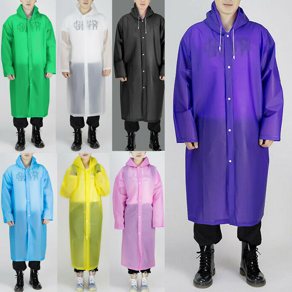 Clear Raincoat Coat Rainwear Women Men Waterproof Long Sleeve Solid Color Poncho