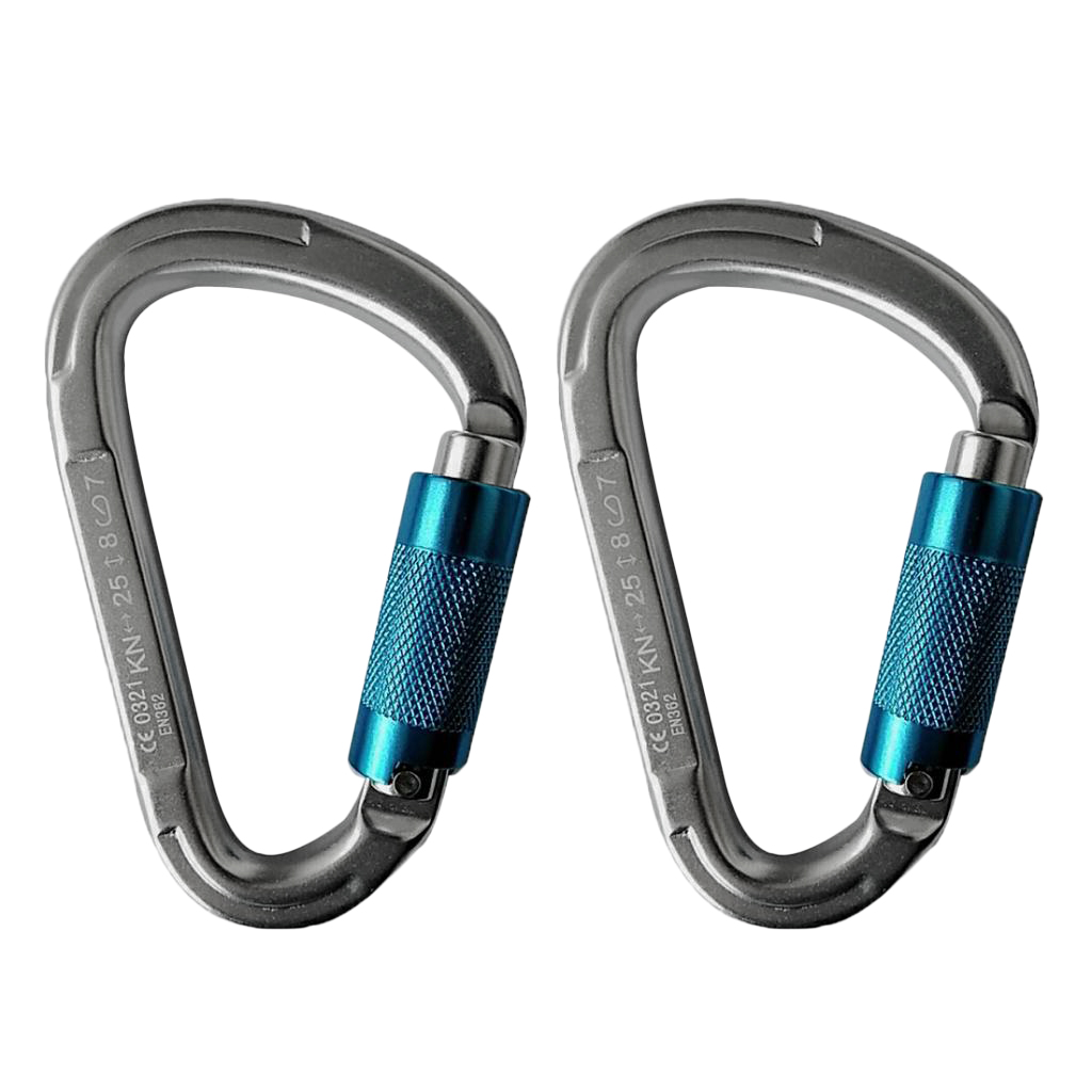 2Pcs 25KN Aluminum Alloy Locking Carabiner Clip D-Ring Hook for Outdoor Climbing 