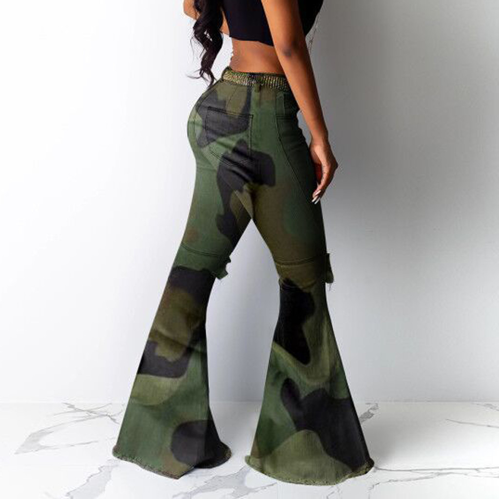 camouflage bell bottom pants