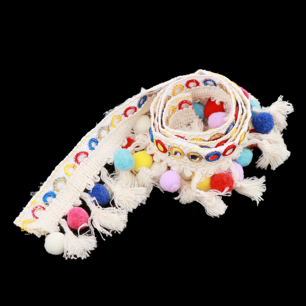 Description Picture 5 of item1 Yard Pompom Ball Fringe Tassels Braid Jacquard Ribbon Sewing Ornaments Tassel Fringe Trim Ribbon Pompom Ball Trim