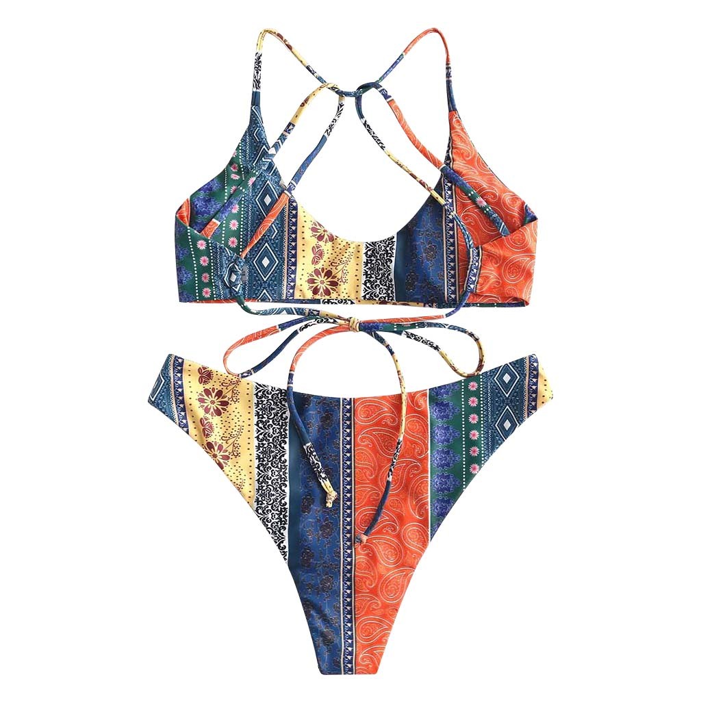 bikini beachwear swimsuit women sexy tow-piece swimsuit printing