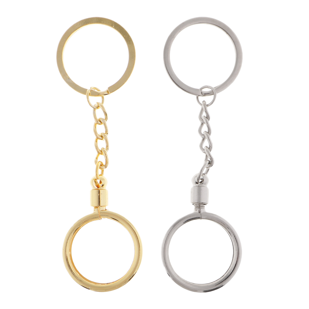 Metal Gold Coin Holder Keychain 30mm Souvenir Commemorative Coin Keyring 