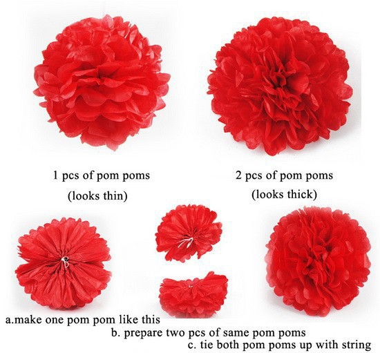 Dunkelblau 10 Stück Pom Poms DIY Kugelblume Dekoration 25cm Durchmesser 
