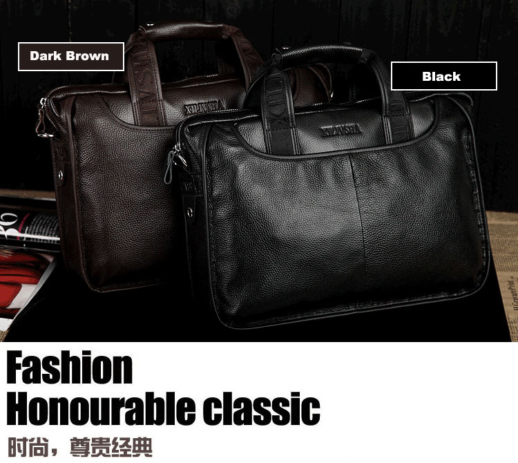 Male 100% GENUINE LEATHER Cowhide Shoulder Leisure Men's Bag