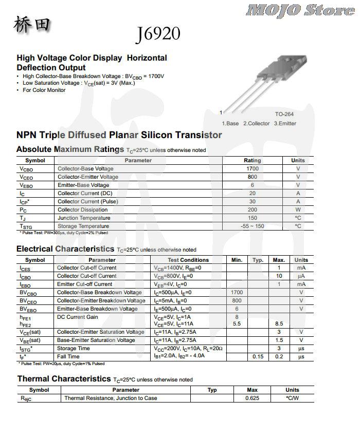 Купить j6920a to-3pf для hd tv триод транзистор в интернет-магазине с ...
