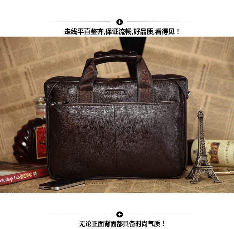Male 100% GENUINE LEATHER Cowhide Shoulder Leisure Men's Bag