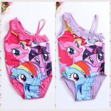 New 2015 baby Girls Kids Children My Little Pony Swimsuit Swimwear one piece 2-6Y Swim Clothing Sunbath Beachwear Bikini Tankini
