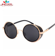 JinCool Metal Steampunk Sunglass Men 2016 Fashion Round Sunglasses Women Brand Designer Vintage Sun Glasses Oculos de sol S675