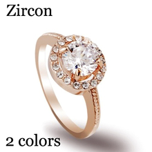 2 Color hot New Design Fashion Noble Plated 18k Real gold Zircon Crystal Rings jewelry High