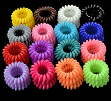 New 1 BOX 3 Pcs/Lot Solid Colors Telephone Wire Cord Line 16 Colors Gum Hair Holder Elastic Traceless Hair Rings Hair Scrunchy