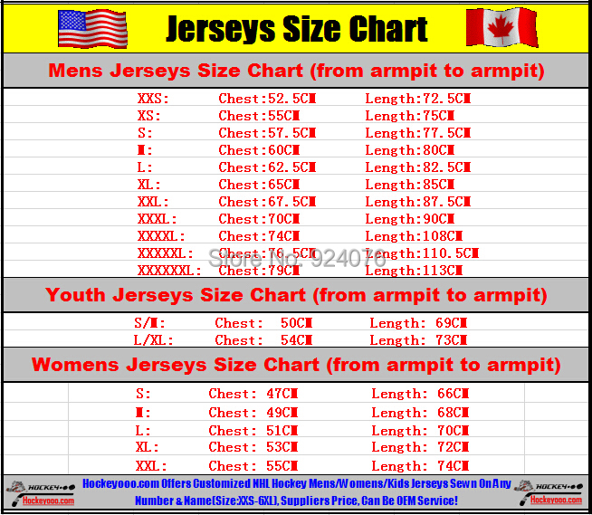reebok on field jersey size chart