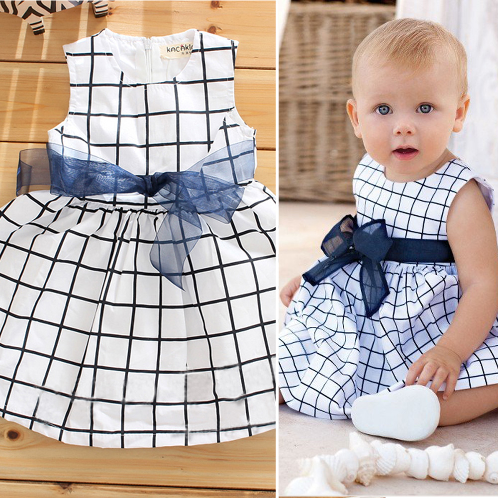 2015 Free Shipping Cute Lovely Comfortable Baby 0 3 Years Toddler Girl Cotton Sleevless Blue Plaid